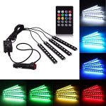 48 LED Car Interior Decorative Floor Atmosphere Strip Light – Car Interior LED Lighting Kit with Sounds Activated Wireless IR Remote Control (12 Volt, Multicolor)