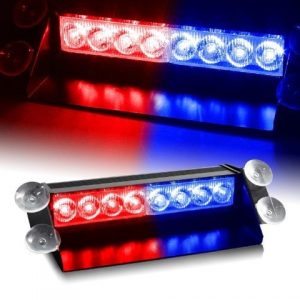Blue Red 8 LED Car Emergency Warning Dashboard Dash Visor Police Strobe Lights
