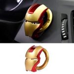 Car Push Start Stop Button Ring Cover Cap Iron Man Style Universal Car Button Decoration Ring Metal Golden Red