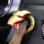 Car Push Start Stop Button Ring Cover Cap Iron Man Style Universal Car Button Decoration Ring Metal Golden Red by