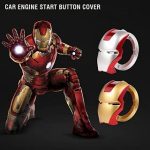 Car Push Start Stop Button Ring Cover Cap Iron Man Style Universal Car Button Decoration Ring Metal Golden Red by