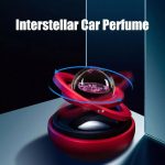 Solar Car Air Freshener Aroma Therapy, Car Interior Decorative Interstellar Alloy Suspension Double Ring Auto Rotate Fragrance Diffuser