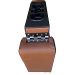 Wooden Car Center Armrest Cum External Seat Console for Innova Crysta Black and DarkTan
