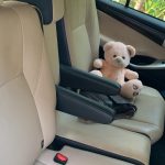 Wooden Car Center Armrest Cum External Seat Console for Innova Crysta 7 seater (Black/Tan)