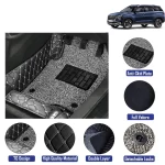 7D Floor Mats Suitable For Hyundai Alcazar – 6 Seater, Model Year : 2021 Onwards, Color : Black, PVC, Complete Set Of 4 Piece