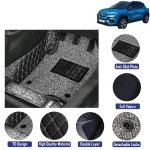 7D Floor Mats Suitable For Renault Kiger, Model Year : 2021 Onwards, Color : Black, PVC, Complete Set Of 3 Piece