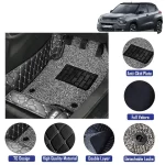 7D Floor Mats Suitable For Tata Punch, Model Year : 2021 Onwards, Color : Black, PVC, Complete Set Of 3 Piece