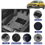 7D Floor Mats Suitable For Volkswagen Taigun, Model Year : 2021 Onwards, Color : Black, PVC, Complete Set Of 3 Piece