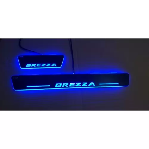 Matrix Moving LED Light Scuff Sill Plate Guards for Maruti Suzuki New Brezza 2020