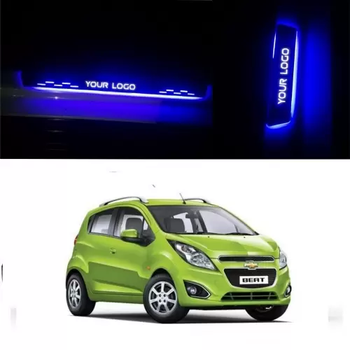 Car Door LED Light Scuff Sill Plate Footstep Guards for Chevrolet Beat