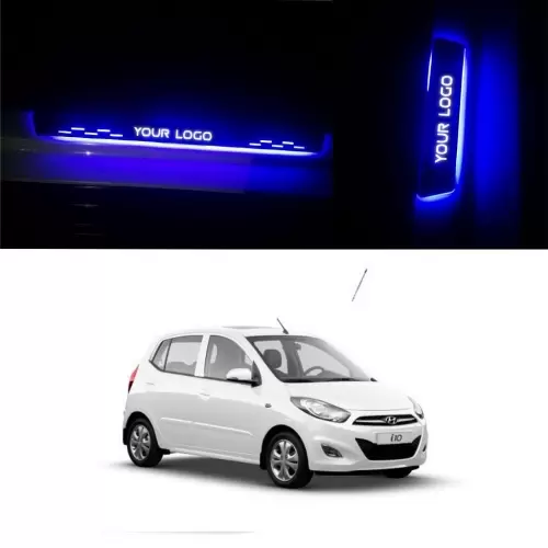 Hyundai i10 Door Foot LED Mirror Finish Black Glossy Scuff Sill Plate Guards