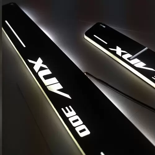Car Door LED Footstep Matrix Moving  Light Scuff Sill Plate Guards for Mahindra XUV300 2019 Onward