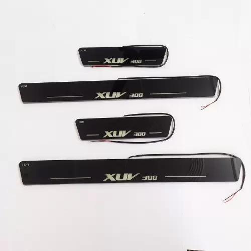 Car Door LED Footstep Matrix Moving  Light Scuff Sill Plate Guards for Mahindra XUV300 2019 Onward