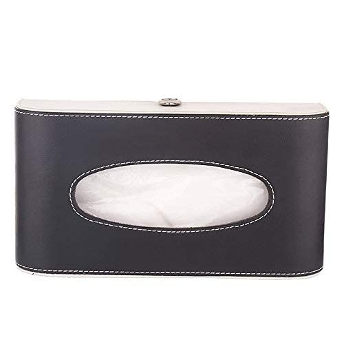 Handcrafted Leather Tissue Box Holder Car Tissue Box 1Pcs (Black & Grey)