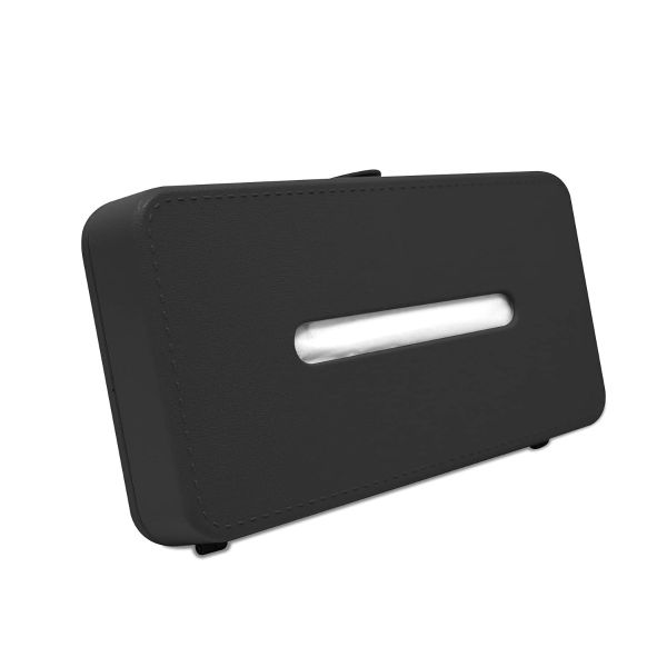 Easy Reach Car Tissue Box Holder Universal Fit On Car Sun Shade & Back Seat (Black)