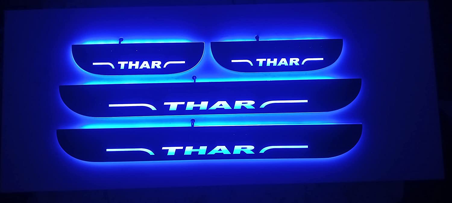 Door Foot Step Sill Plate Blue Light for Mahindra Thar(Set of 4 PCS)