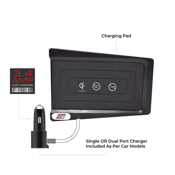 Maruti Suzuki Ciaz Wireless Car Charger/Charging Pad Compatible For QI Enabled Devices (2014 Onward)