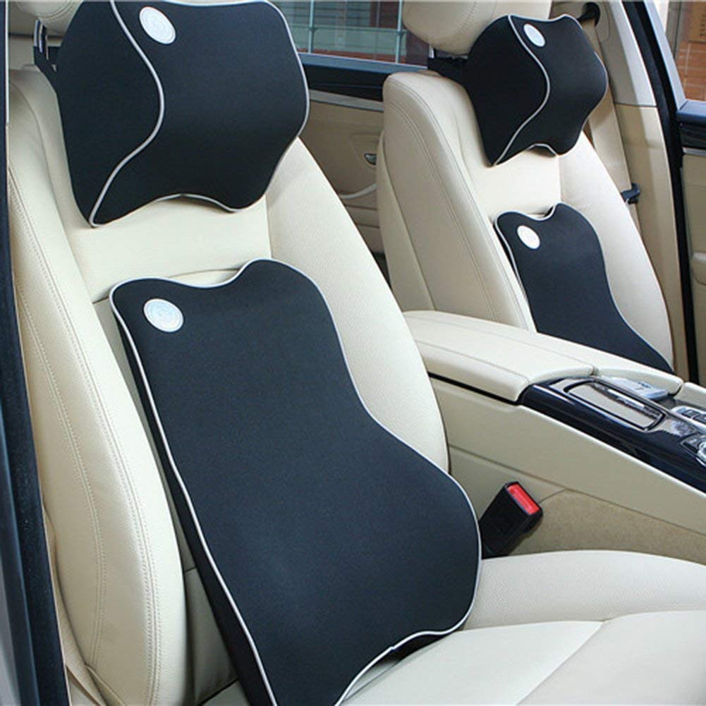Car Seat Lumbar Pillow Kit Memory Foam Back Support Cushion