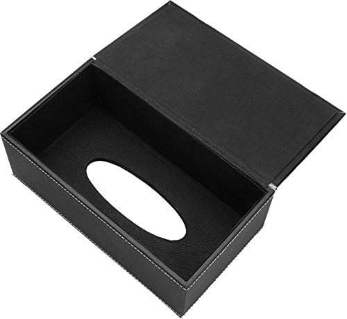 Leatherette Tissue Box Holder for Home Office, Car Automotive Decoration. (Black)