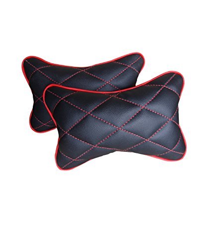 Memory Foam Neck Pillow in Black and Red (Set of 2)
