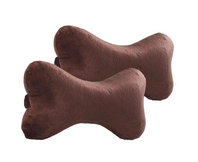 Memory Foam Neck Pillow in Brown – (Square, Pack of 2)