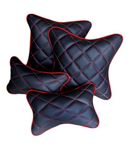 Neck Rest Pillow Double Quilted in Black and Red (Set of 4)